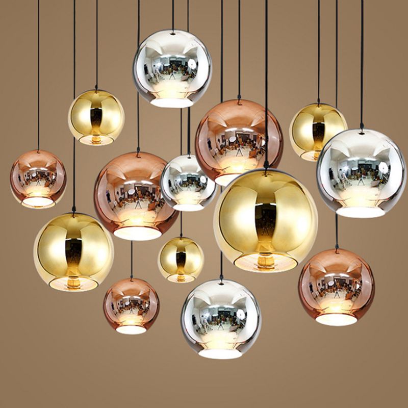 1 Light Glass Pendant Lighting Fixtures Modern Globe Dining Room Hanging Light Fixtures