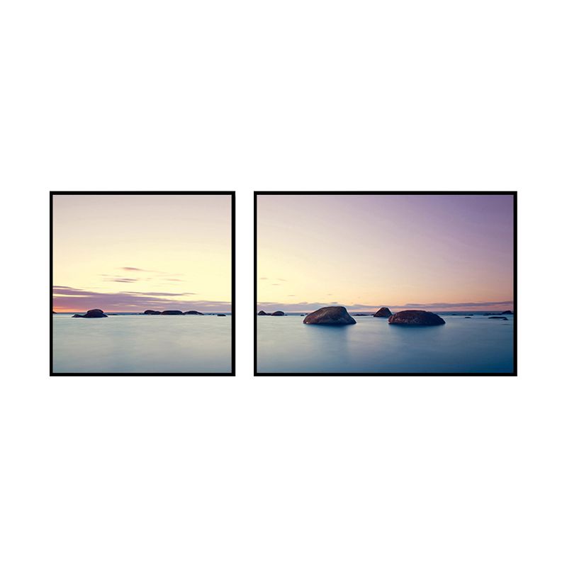 Multi-Piece Sea Scenery Canvas Modern Style Wall Art Print in Soft Color for Bedroom