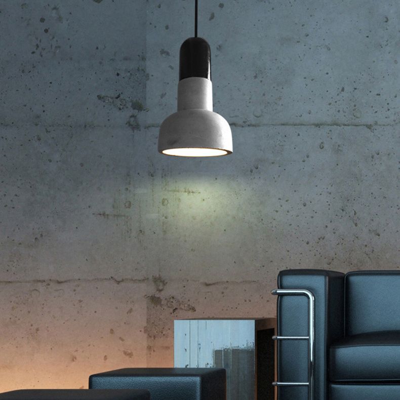 5 Zoll breites Mini-Zement hängend hängender fackelförmiger nordischer Beton 1-Licht-Anhänger für Schlafzimmerkorridor