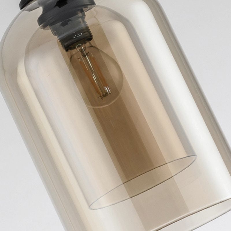 Hanglamp met dubbele glazen bel in moderne beknopte stijl gelakte ijzeren hanglamp voor slaapkamer