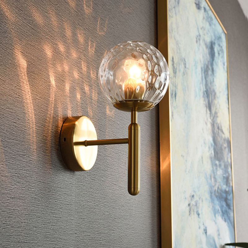 Modern Style Spherical Shape Wall Sconce Glass 1 Light Sconces for Bedside