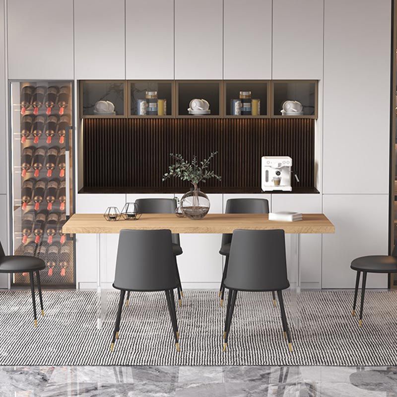 Contemporary Natural Wood Table Home Rectangle Dining Table with Double Pedestal
