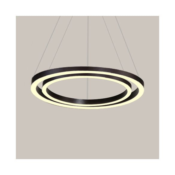 Brown Hoop Chandelier Contemporary 1/2/3-Ring Acrylic LED Ceiling Light Fixture in Warm/White Light