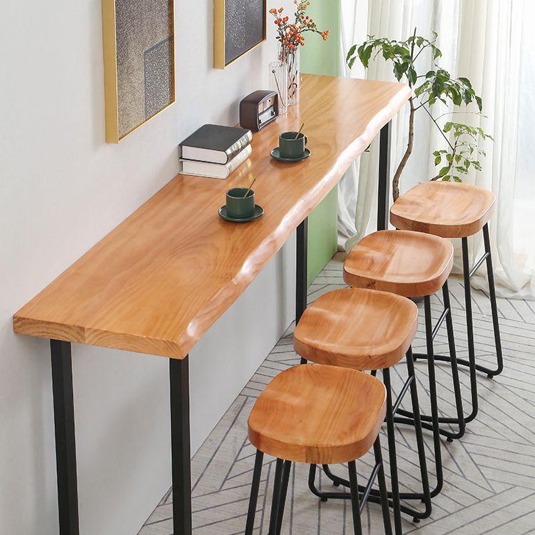 Modern Bar Set 1/2/5 Pcs Solid Wood Top Bar Table with Footrest Bar Stools