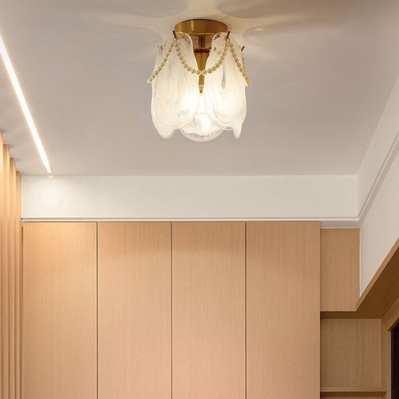 Modern Simple Ceiling Light Geometry Shape Ceiling Lamp with Glass Shade for Bedroom