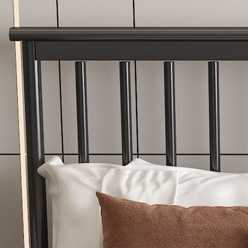 Glam Rectangle Headboard Bed with Iron Frame and Legs Open-Frame Bed
