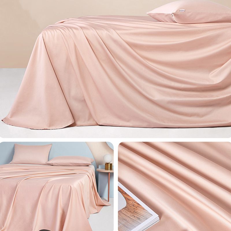 Cotton Fitted Sheet 1-Piece Solid Color Wrinkle Resistant Sheet Set