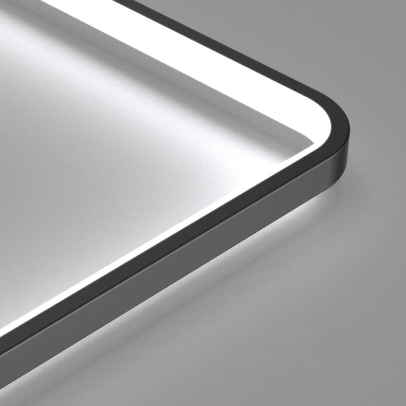 Zwarte rechthoekige inbouwlamp, minimalistische aluminium LED-plafondlamp met bolglazen kap