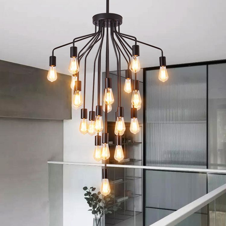 Luz de lámpara de araña expuesta iluminación colgante de metal industrial para restaurante