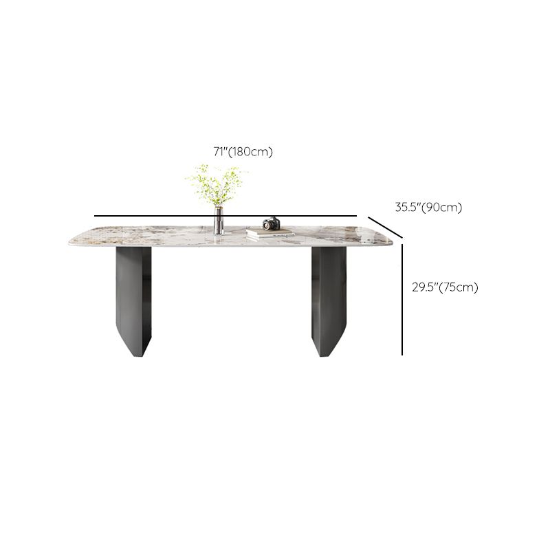 Industrial Dining Room Table Rectangle Stone Dinette Table In Grey