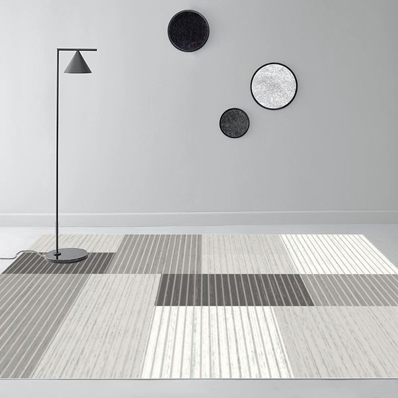 Modern Grey Rug Polyester Geometric Area Rug Washable Rug for Home Decor