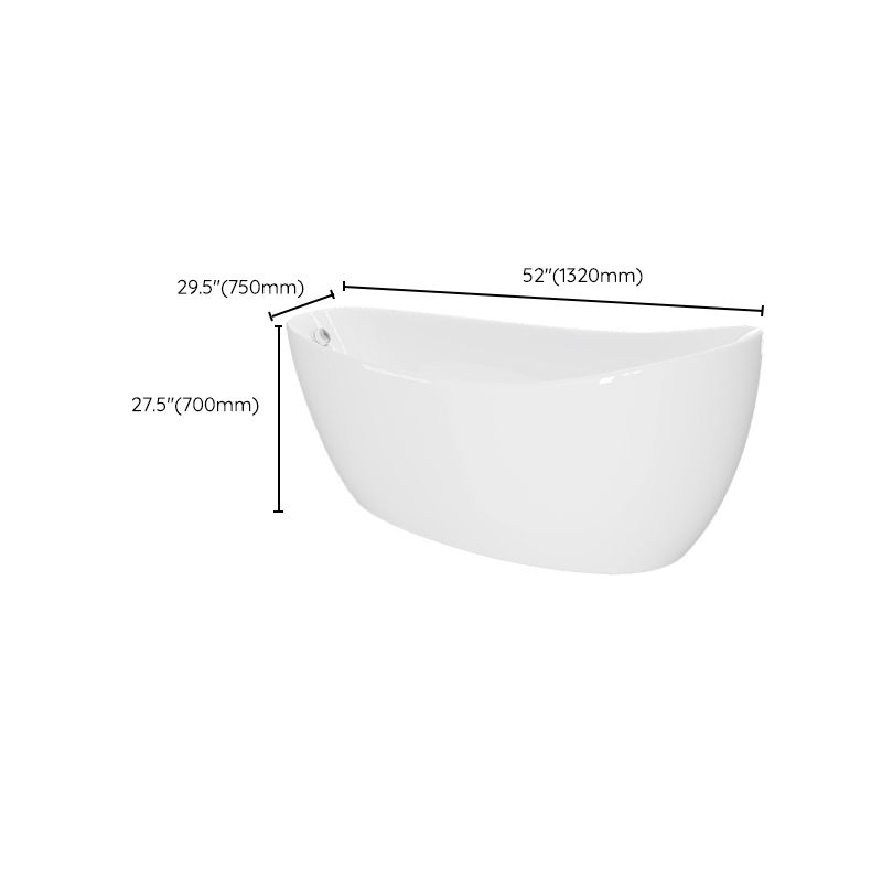 Acrylic Oval Bathtub for Bathroom Modern Soaking Freestanding Tub