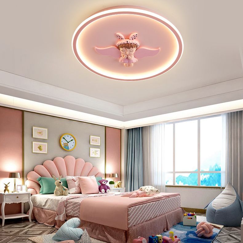 Lámpara de techo LED para dormitorio moderno con montaje empotrado de metal circular con 1 luz