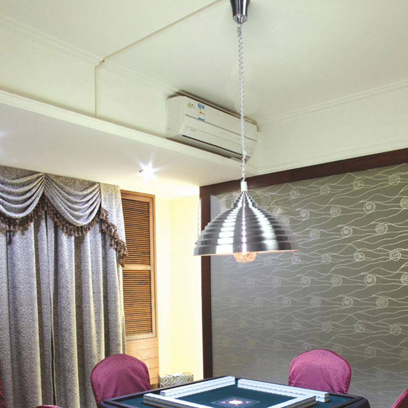 1-Licht-Hanglampe, moderne, gerippte Kuppelschatten-Metall-Anhänger Licht für Wohnzimmer