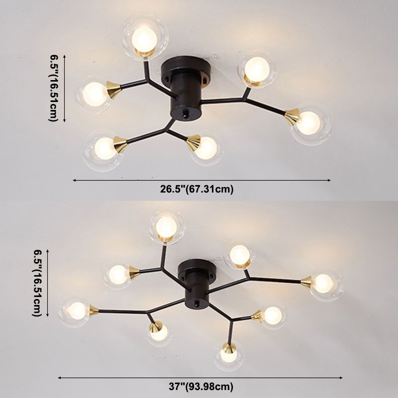 Nordic Modern Minimalist Glass Flush Mount Lamp with Glass Shade for Sitting Room