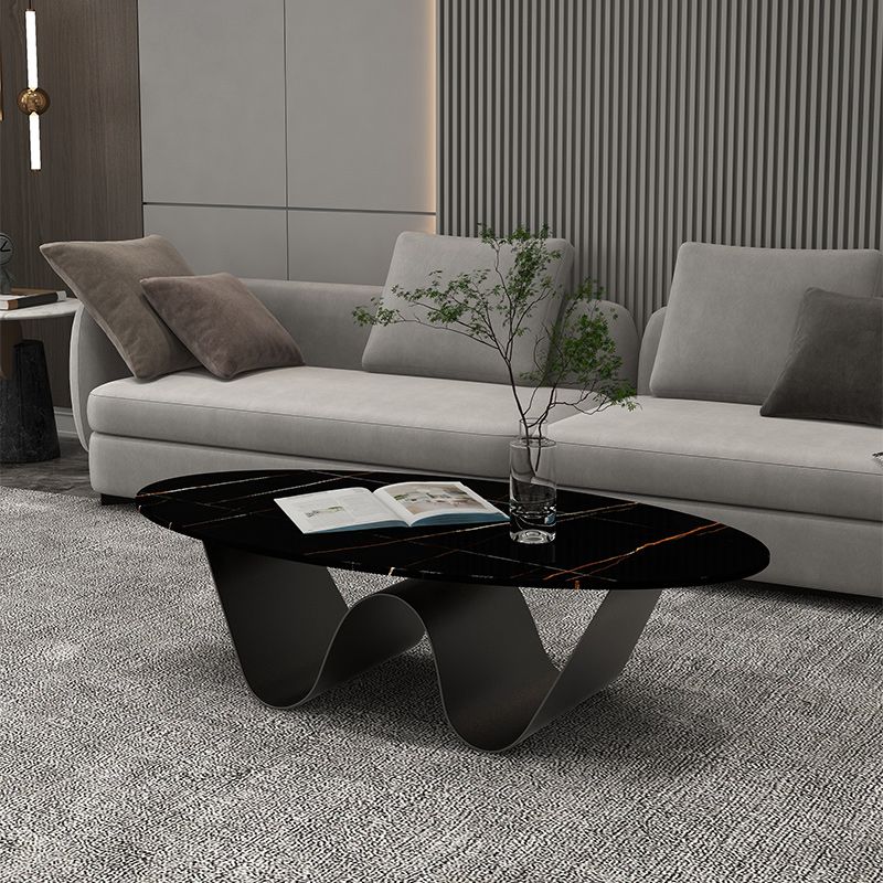 Glam Abstracts Cocktail Table Oval Coffee Cocktail Table for Home