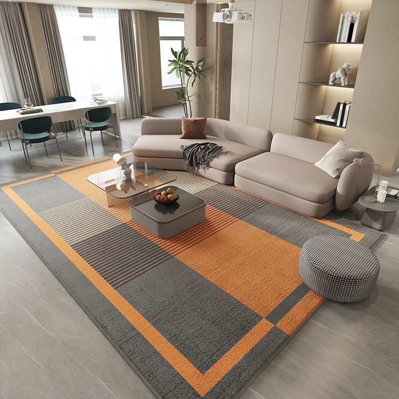 Rectangle Indoor Rug Contemporary Color Block Area Rug Non-Slip Backing Living Room Rug