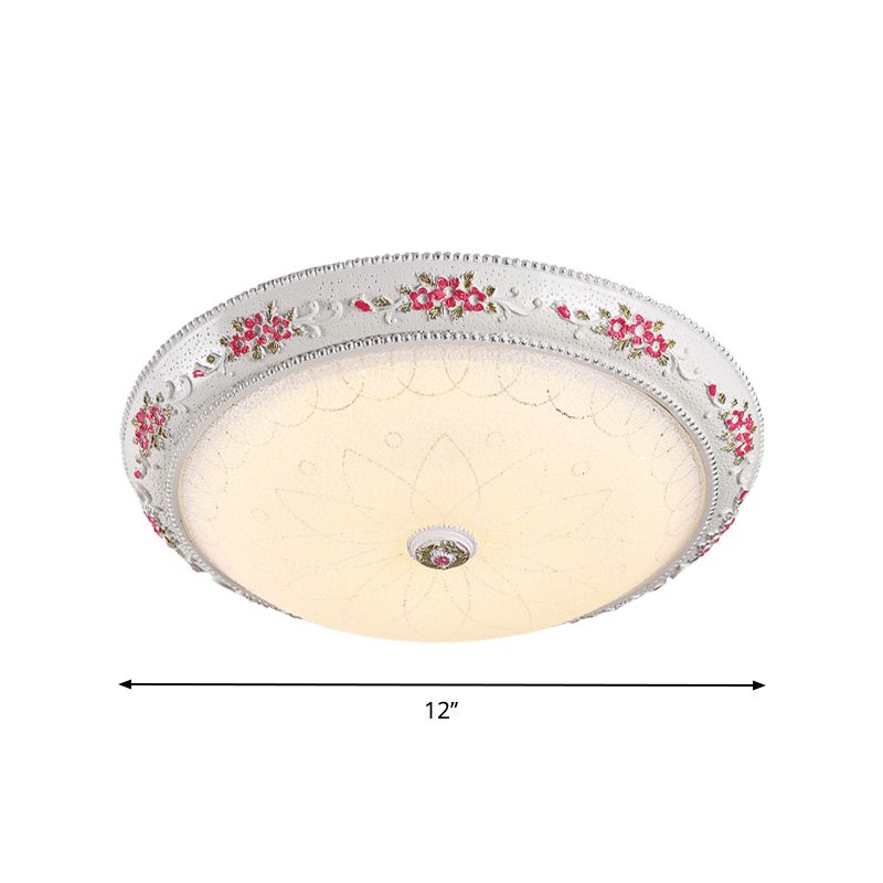 LED-Unterputz-Lampe traditionellen Stil Rundförmige Creme Glas Deckenleuchte in Weiß-Pink, 12 "/16" /19.5 " Breite