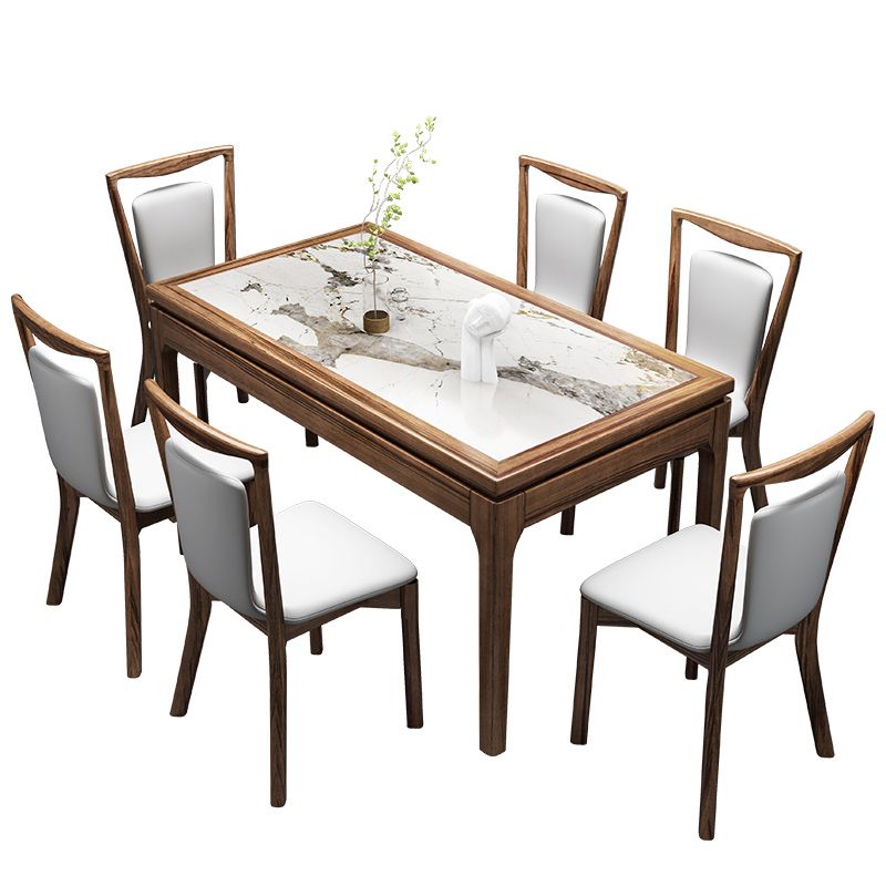 Contemporary 1/2/7 Pieces Dining Room Set Rectangle Stone Furniture in White