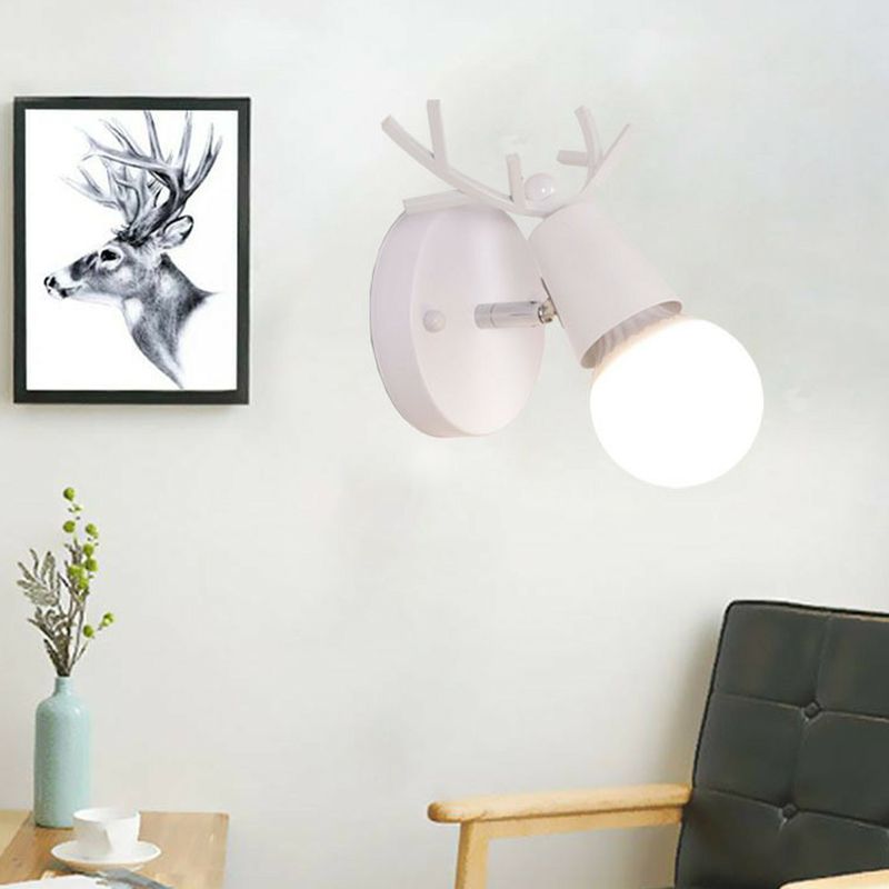 Antler Wall Mounted Reading Light Nordic Metal 1-Light Bedside Wall Lamp with Pivot Joint