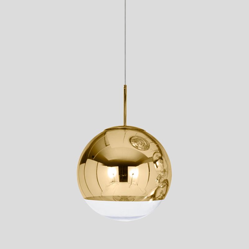 Electroplated Mirror Glass Globe Pendant Lamp Modern Simplicity Style Single Bulb Hanging Light with Adjustable Suspension Wire
