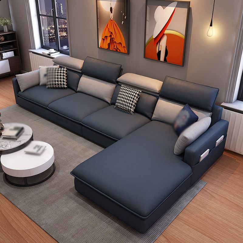 L-Shape Faux leather Square Arm High Back Sectional with Storage and Stain-Resistant