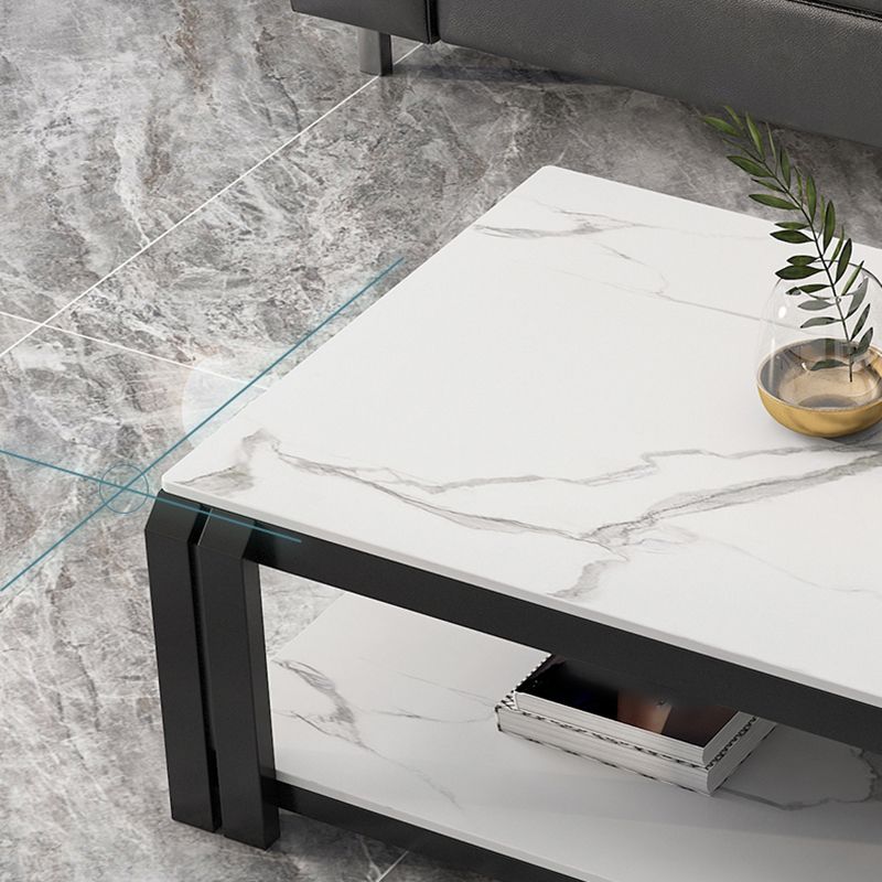 1 - Shelf Slate Coffee Cocktail Table 17.7" H Rectangular Single Coffee Table