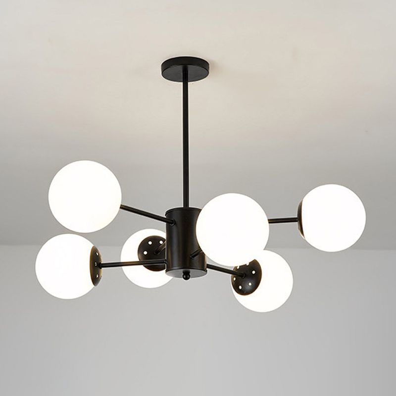 White Glass Modern Pendant Light Sputnik Global Ceiling Light for Living Room