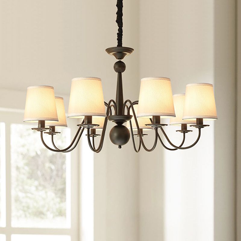 Ombre effilée salon lustre éclairage de style classique tissu pendant noir