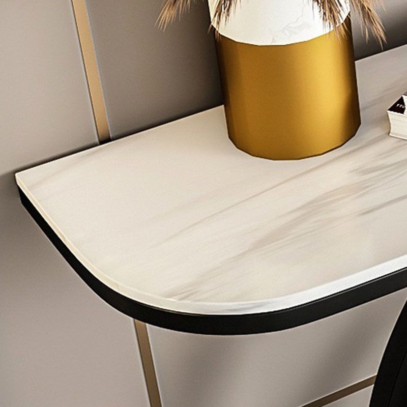Modern Iron Console Sofa Table Half Moon Stone End Table for Hall