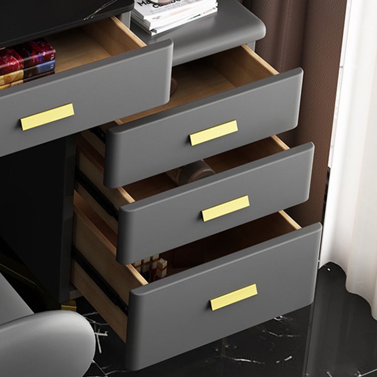 51.2" H Slate Vanity Makeup Desk with Storage Shelves and 5-Drawer