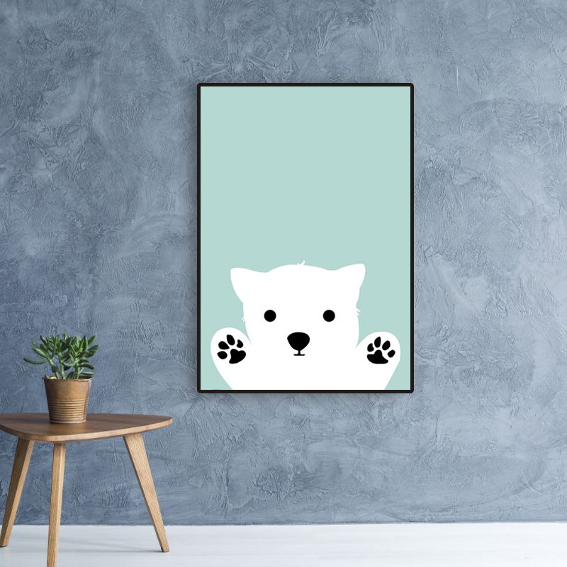 Cartoon Animal Pattern Canvas Kids Style Textured Painting in Soft Color for Home