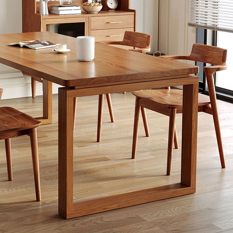 Modern Dining Table with Sled Base Rectangle Pine Solid Wood Table