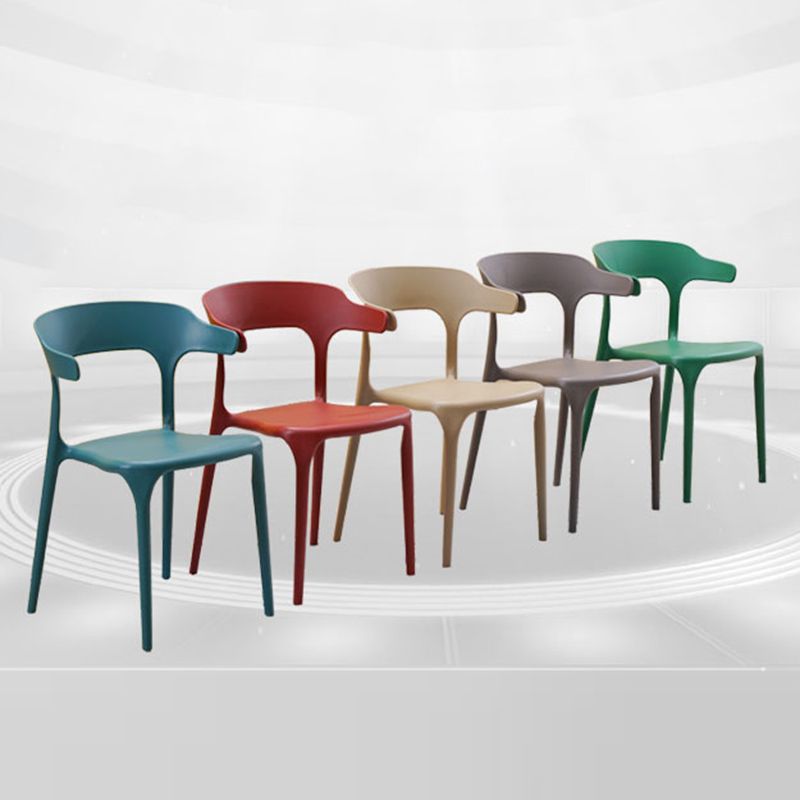Stackable Open Back Dining Chairs Plastic Armless Dining Side Chair