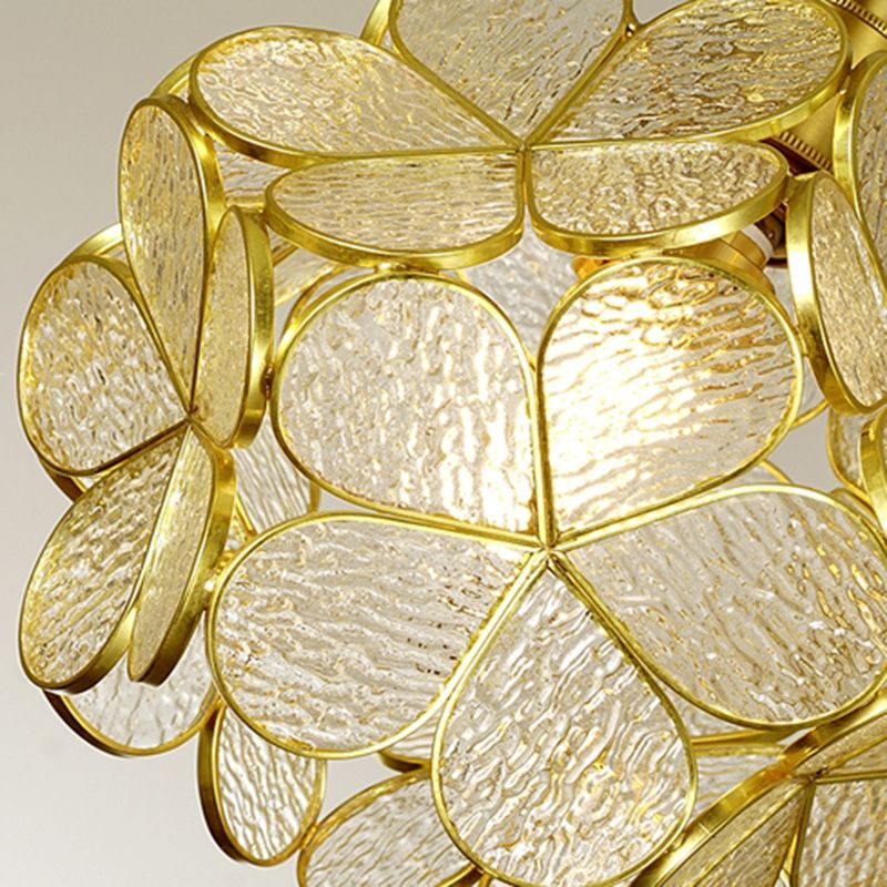 Plafonnier de style colonial pour salon, luminaire semi-aérien en verre et métal