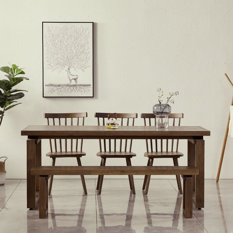 Vaste houten bruine tint tafel eenvoud Sled Base Tafel voor eetkamer