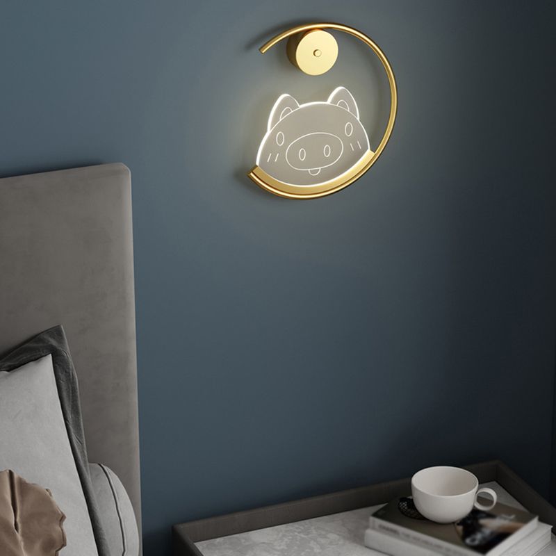 1 Light Sconce Modern Wall Lights Metal Sconce Light in Gold and White