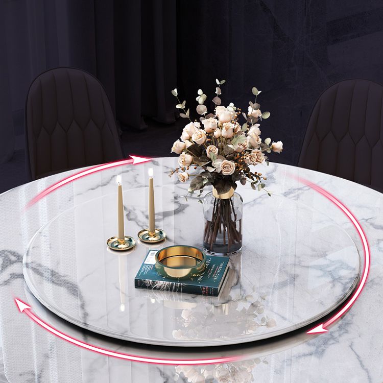 Marble Dining Table Contemporary Style Single Pedestal Base Table for Dining Room