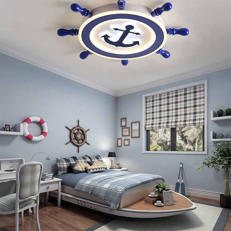 Bleu Rudder LED Ceiling Fixture in Kids Creative Style Wrought Iron Flush Mount with Acrylic Shade