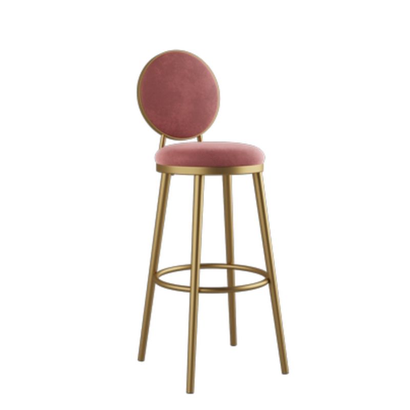 Round Upholstered Counter Height Stool Scandinavian Footrest Bar-stool with Gold Base