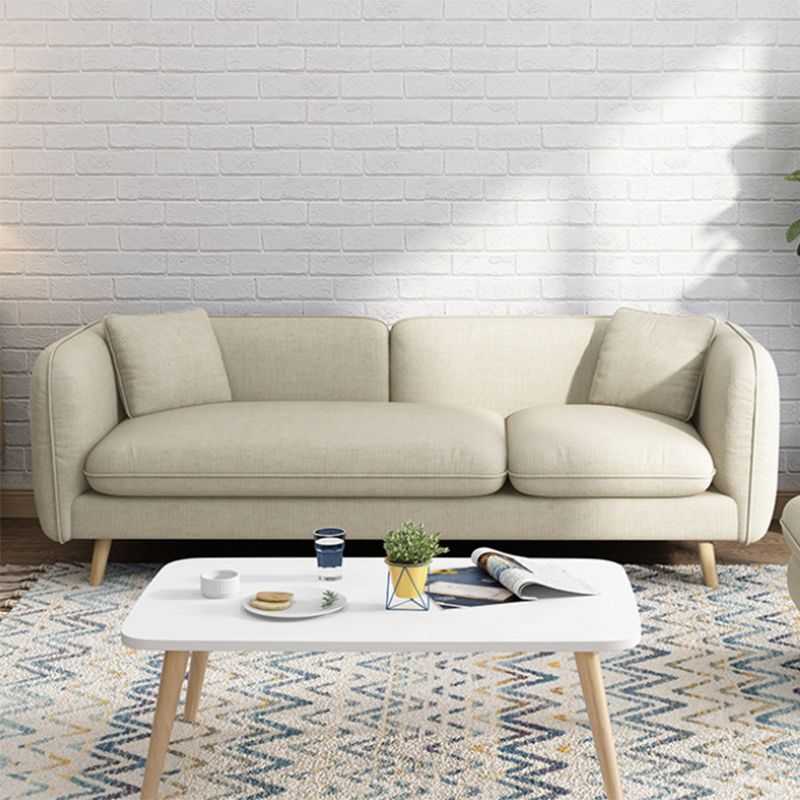 Contemporary Slipcovered Living Room Square Arm Cushions Seating