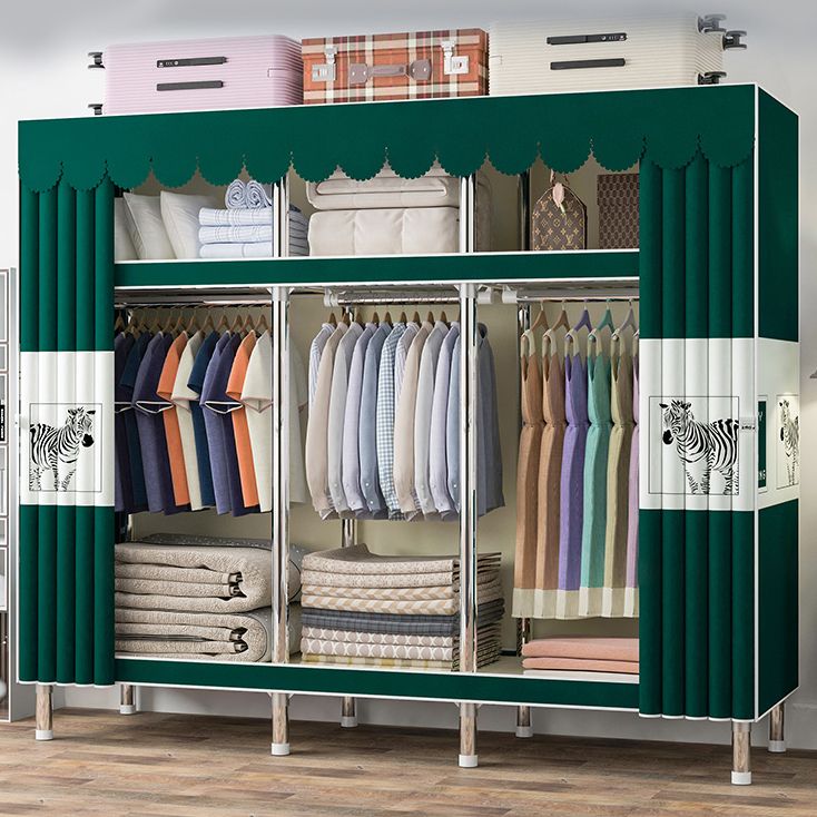 Contemporary Wardrobe Armoire with Shelves Steel Wardrobe Closet