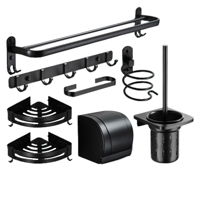 Modern Bathroom Hardware Set Matte Black Metal Bathroom Accessory Kit