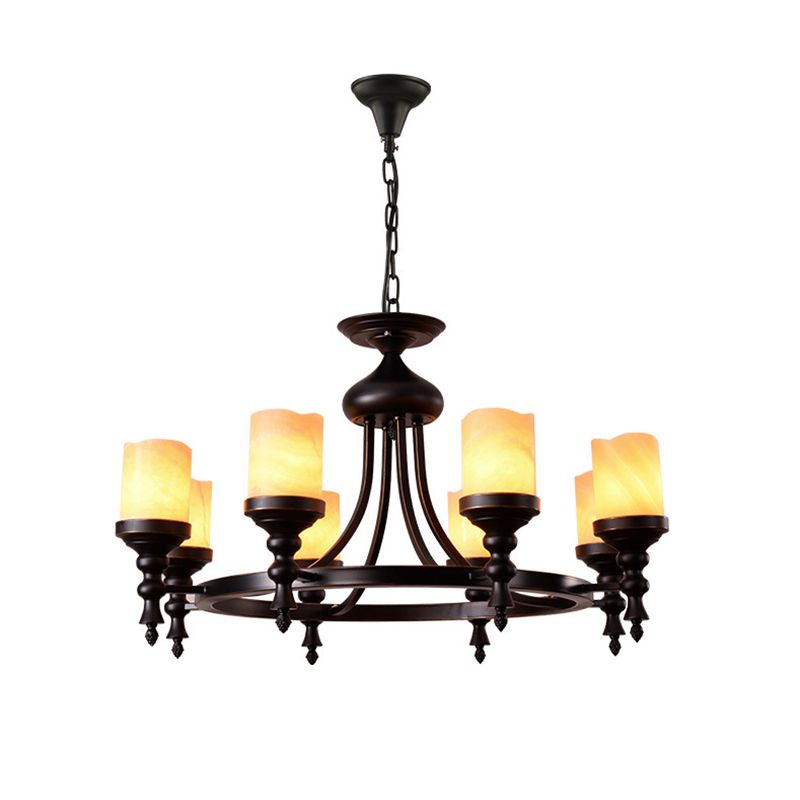 8 luci a soffitto lampadario campagna candela candela crepita il kit lampada sospesa in nero con design a loop