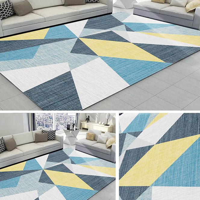 Multicolor Home Decoration Carpet Modern Geometric Printed Area Rug Polyester with Non-Slip Backing Rug