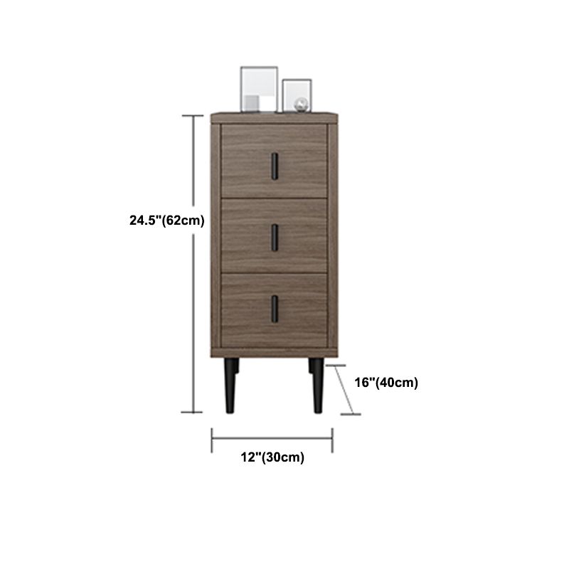 Contemporary Vertical Chest Bedroom Storage Chest in Brown with Drawers