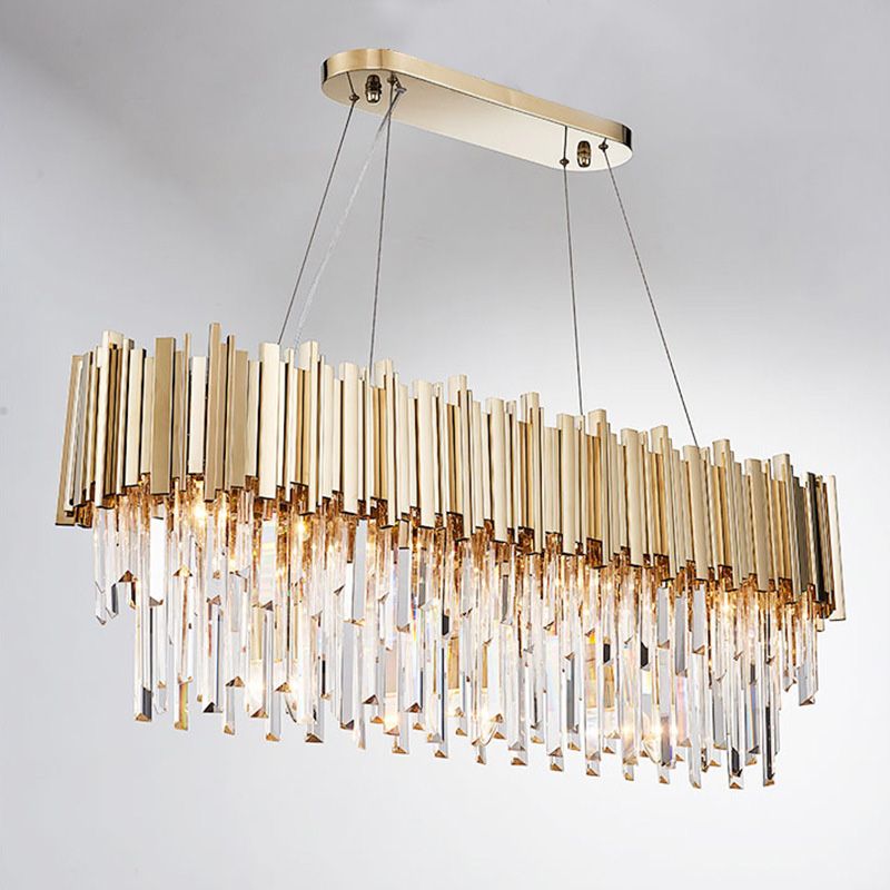 Crystal Pendant Light in Gold Postmodern Chandelier Light Fixture for Living Room Hotels