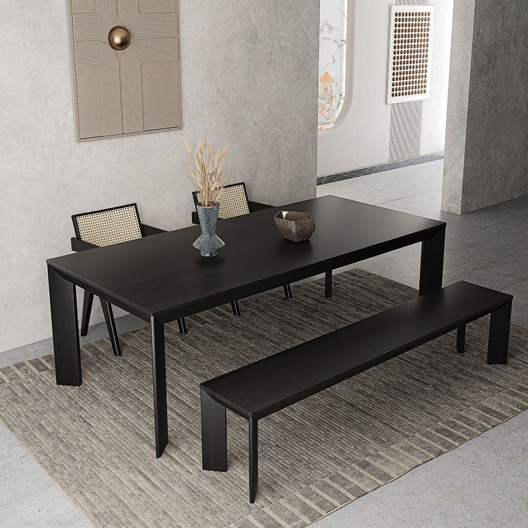 Industrial Rectangle Dining Room Table Solid Wood Fixed Kitchen Desk