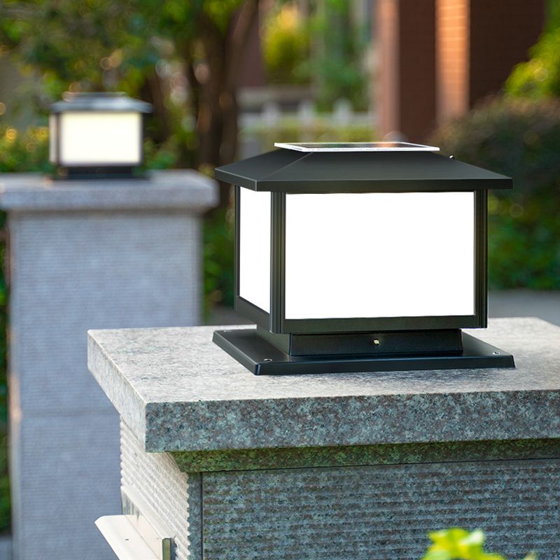 Contemporary Pillar Lamp Creative LED Solar Lighting Fixture for Garden