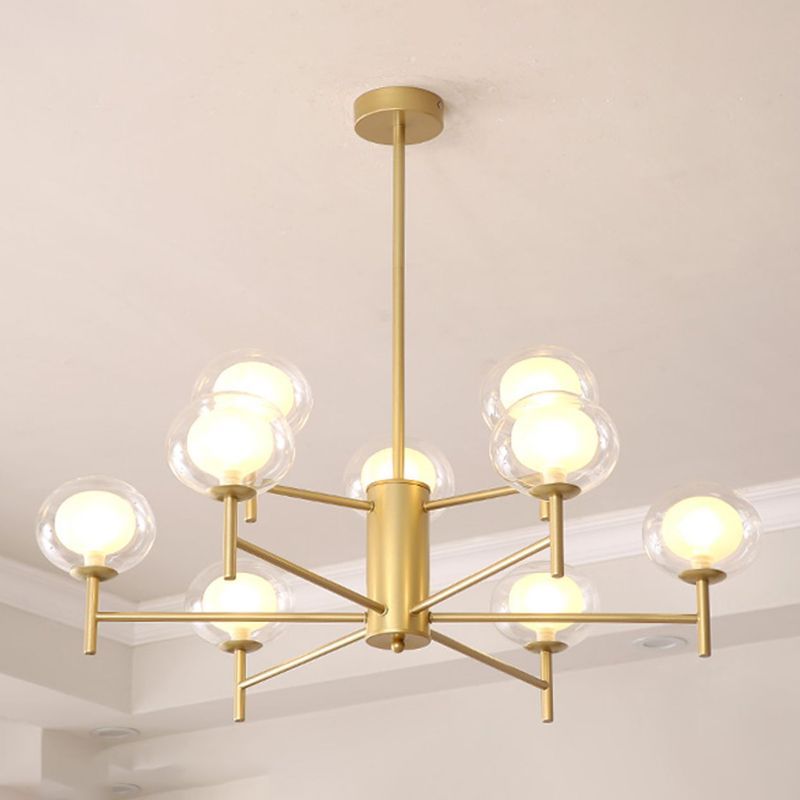 Spherical Shape Chandelier Modern Style Glass Multi Light Hanging Lamp for Restaurant